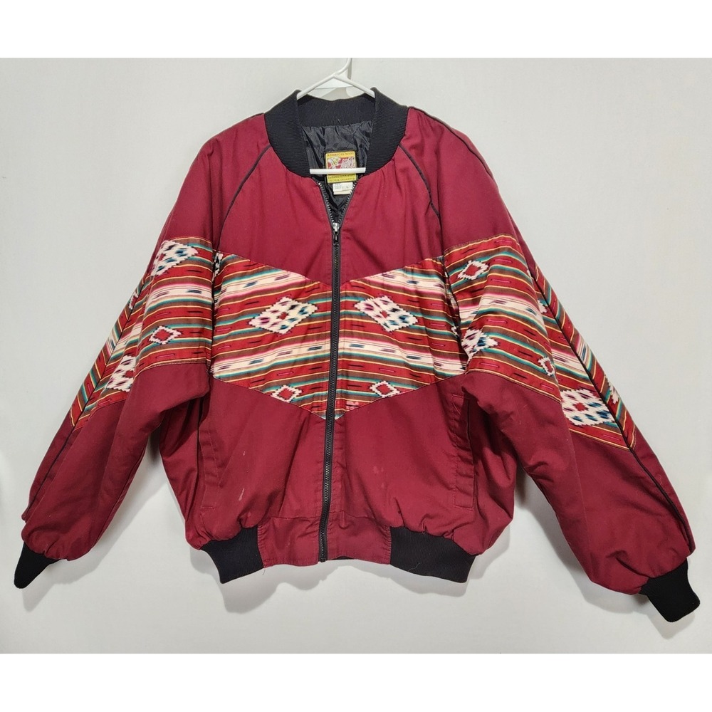 Bee Wild Vintage Men's Rodeo Western Wear Full Zip Jacket Burgundy Size‎ L